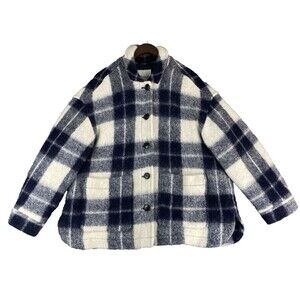 Madewell Shirt Jacket Womens 2XL Plaid Shacket Oversized Wool Blend Fall Coat